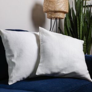 White Linen Cushion Cover Green Tailor (1)